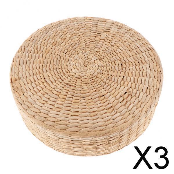 3X Japanese Straw Pillow Tatami Floor Pillow 30x30x10cm