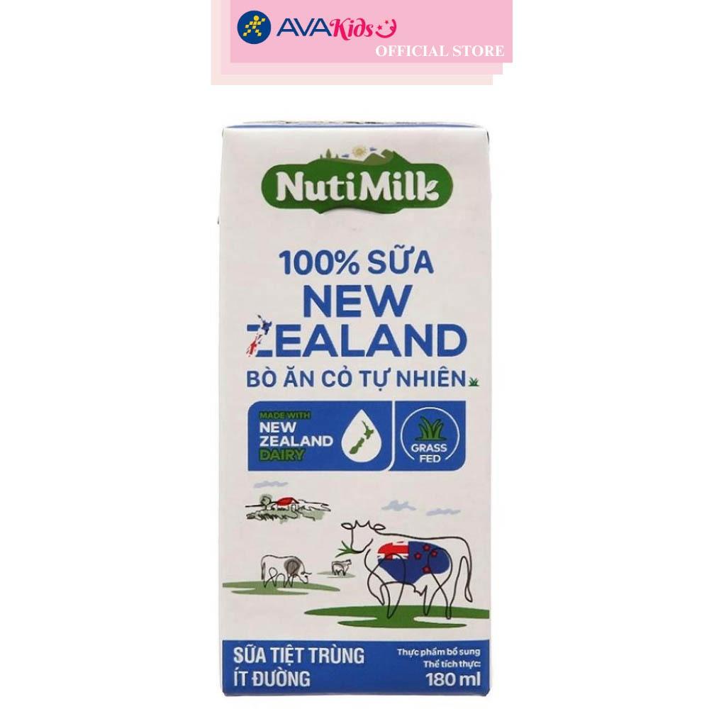 Lốc 4 hộp sữa tiệt trùng Nutimilk New Zealand ít đường 180 ml (từ 1 tuổi)