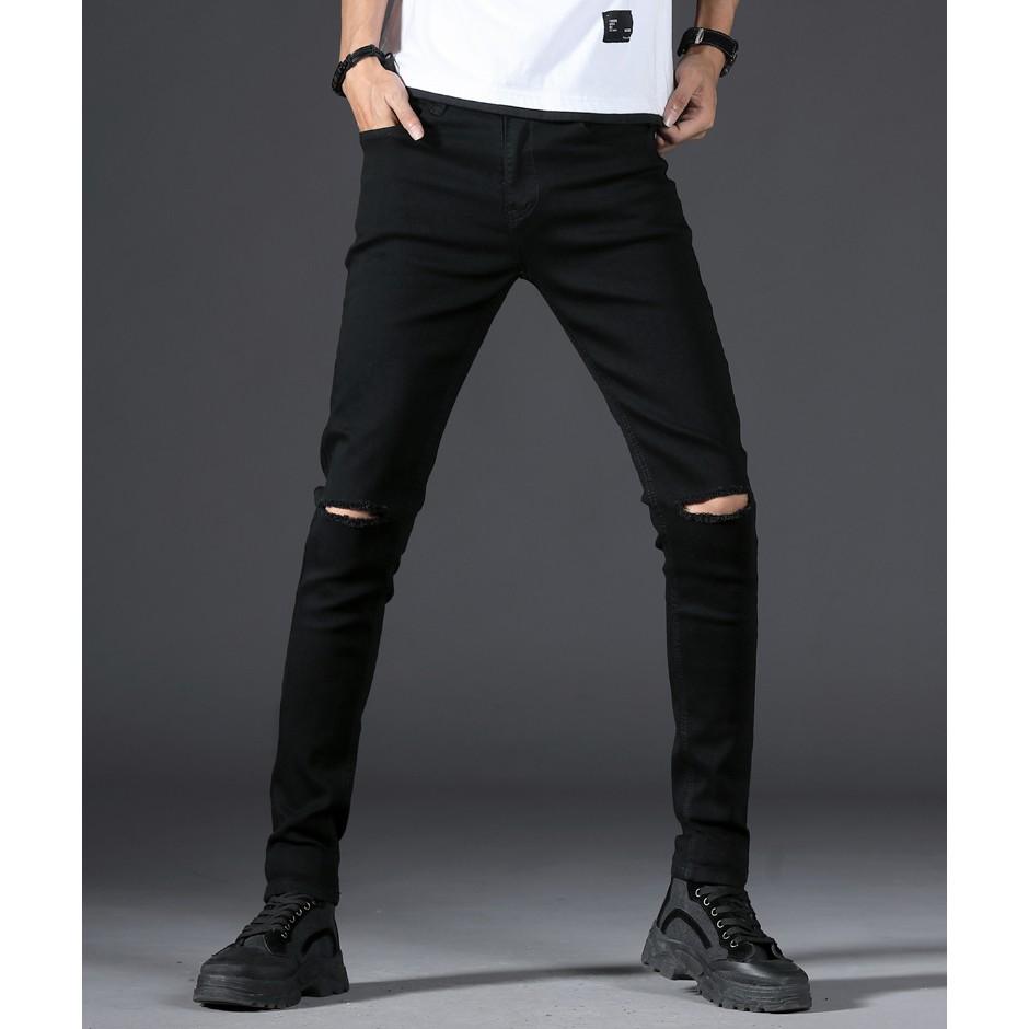 Quần Bò Nam Đen Trơn Skinny Ôm Body Chất Co Giãn SZone SQ602A - Quần Jean Skinny