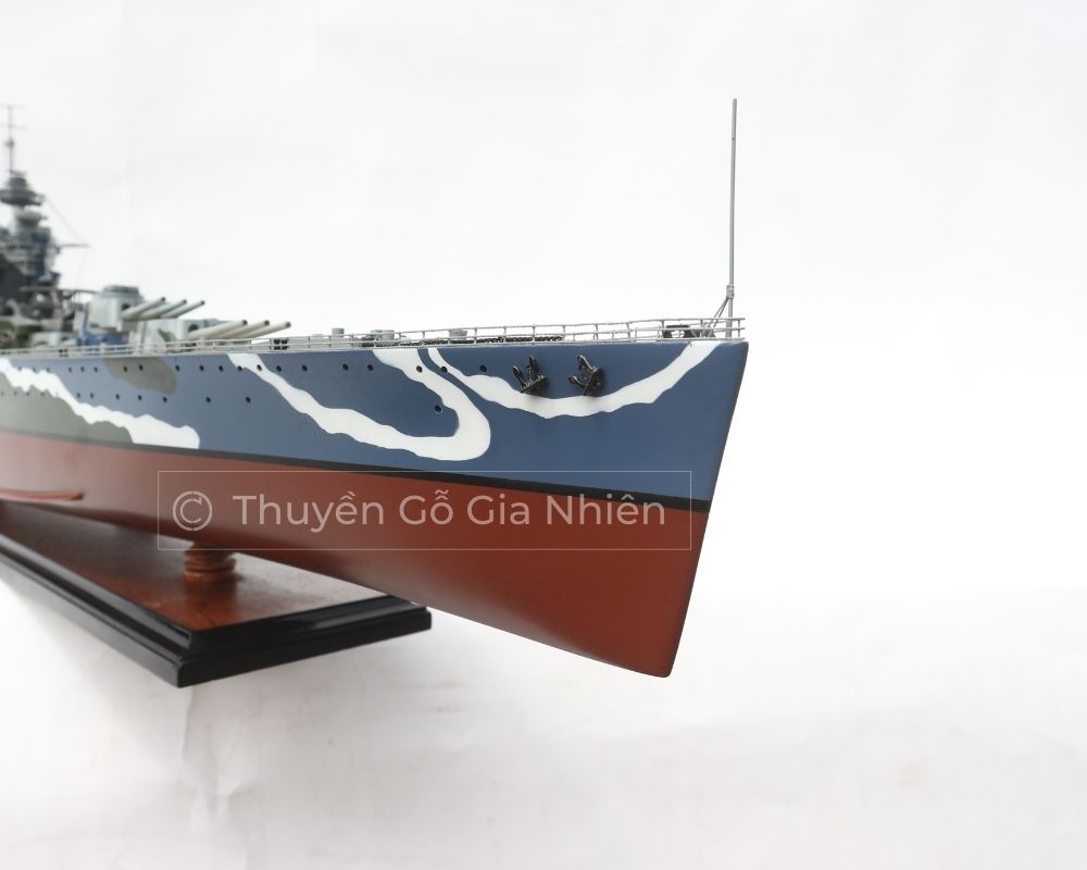Mô Hình Thuyền Gỗ Phong Thủy Dạng Thuyền Chiến HMS RODNEY Chính Hãng Hàng Xuất Khẩu Chất Lượng Cao