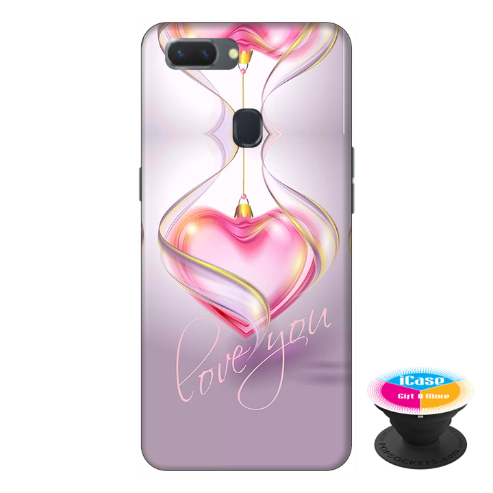 Ốp lưng điện thoại Oppo A5S hình Trái Tim Hồng tặng kèm giá đỡ điện thoại iCase xinh xắn - Hàng chính hãng