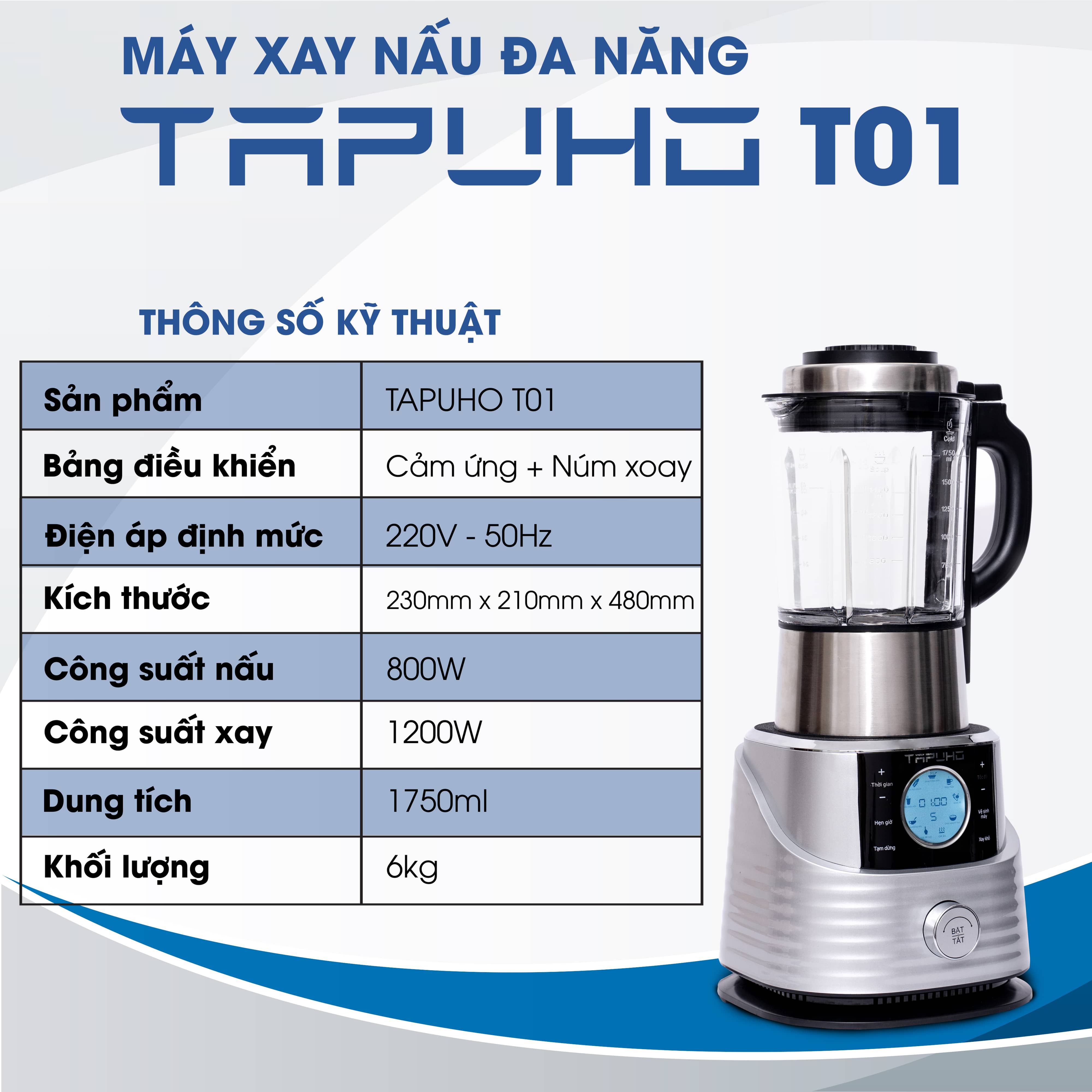 [HÀNG CHÍNH HÃNG] Máy Làm Sữa Hạt Tapuho T01 - Thương Hiệu Đức - Dễ Vệ Sinh