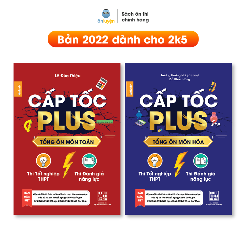 Sách-Combo 2 cuốn Cấp tốc Plus môn Toán, Hóa (bản mới 2022) dùng ôn thi THPT, ĐGNL HN và HCM - Nhà sách Ôn luyện