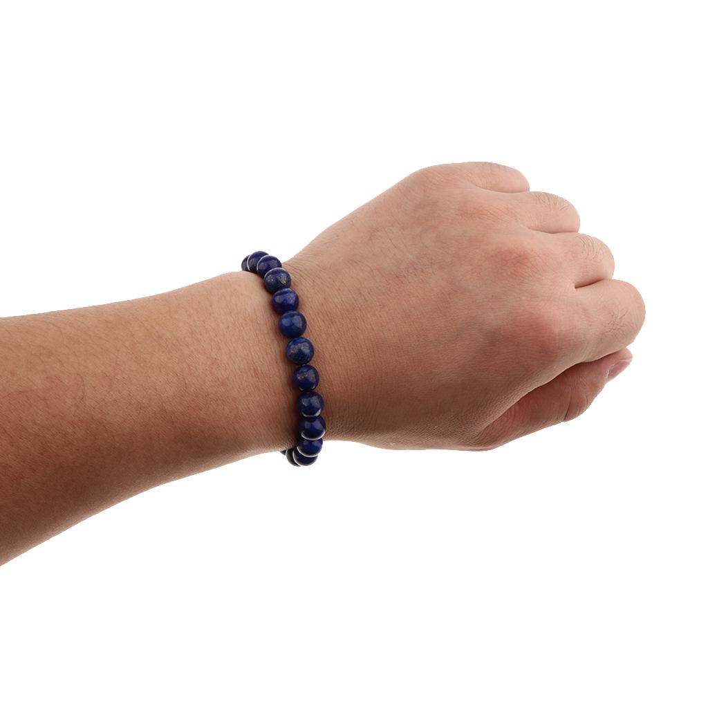 Natural Gemstone Stretchy Beaded Bracelet 8mm Round Lapis Lazuli Prayer Bead