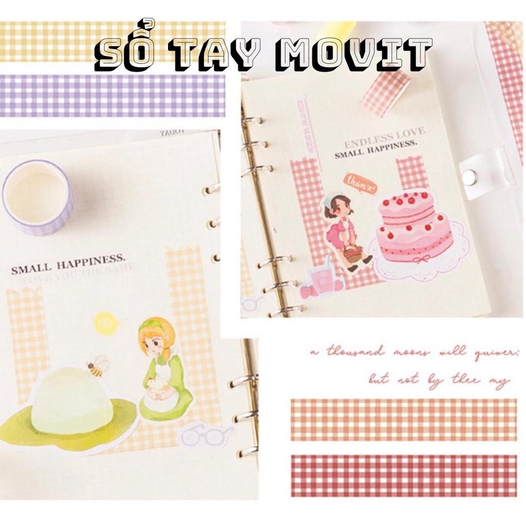 Set 4 cuộn băng keo washi tape hình caro trang trí sổ