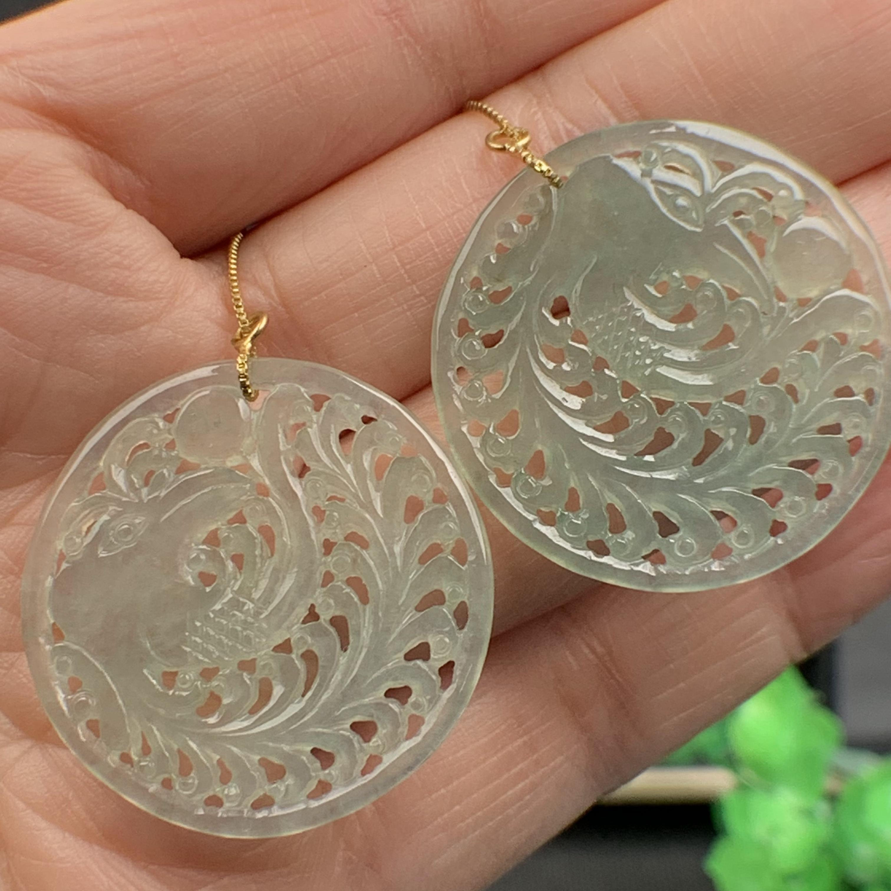 Khuyên tai Phượng hoàng Ngọc phỉ thúy tự nhiên