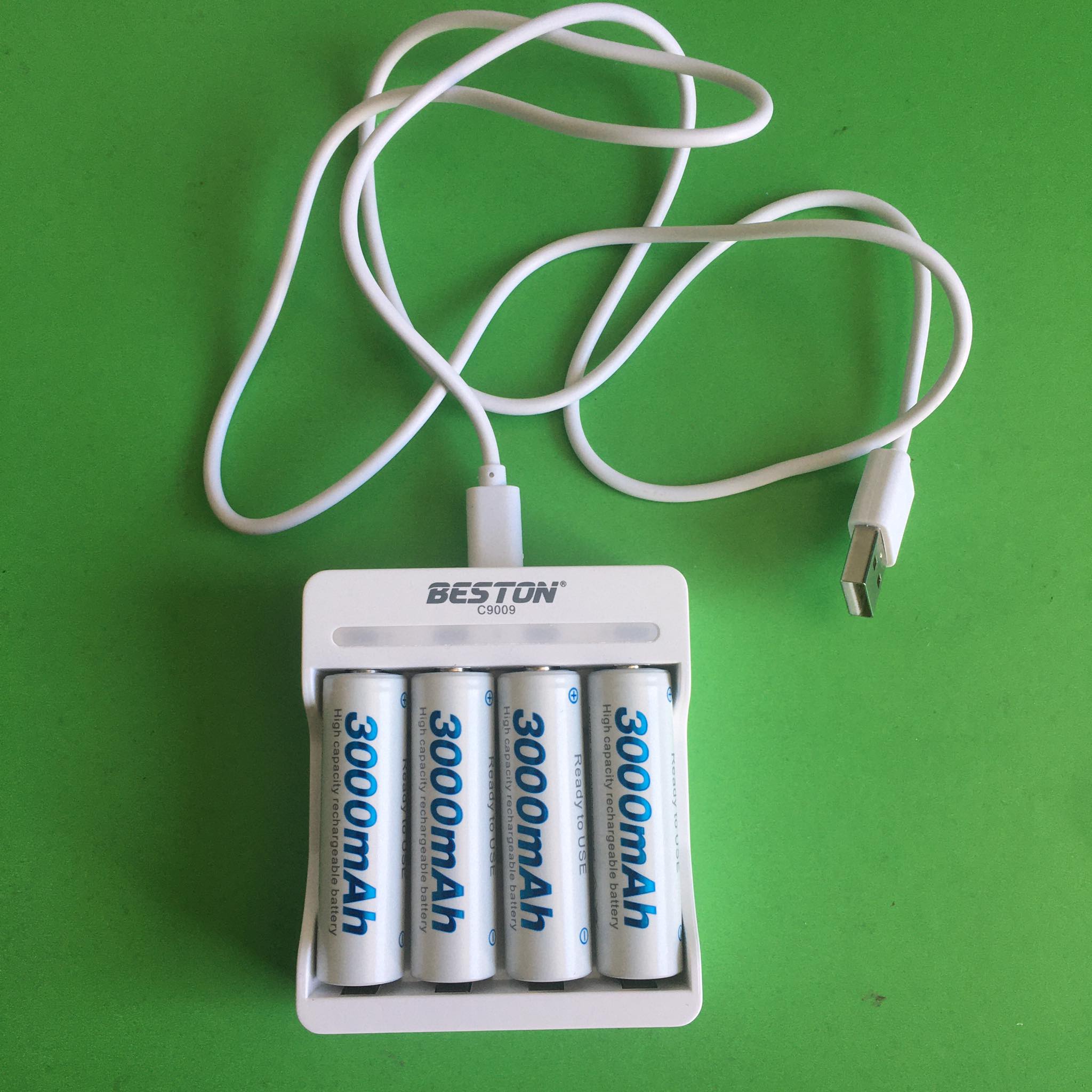 Combo 4 pin sạc AA 3000mAh kèm sạc BESTON C9009 - sạc nhanh tự ngắt - có đèn báo pin đầy - Hàng  nhập khẩu