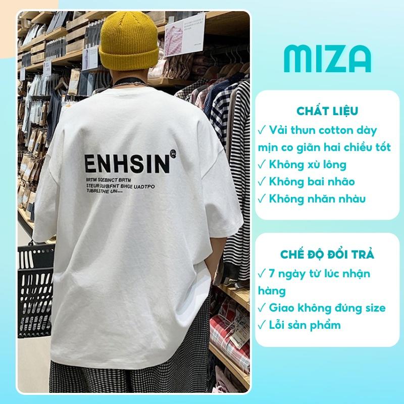 Áo phông nam nữ unisex tay lỡ sweater thun form rộng teen cổ tròn oversize cotton giá rẻ basic đen trắng ulzzang ENHSIN