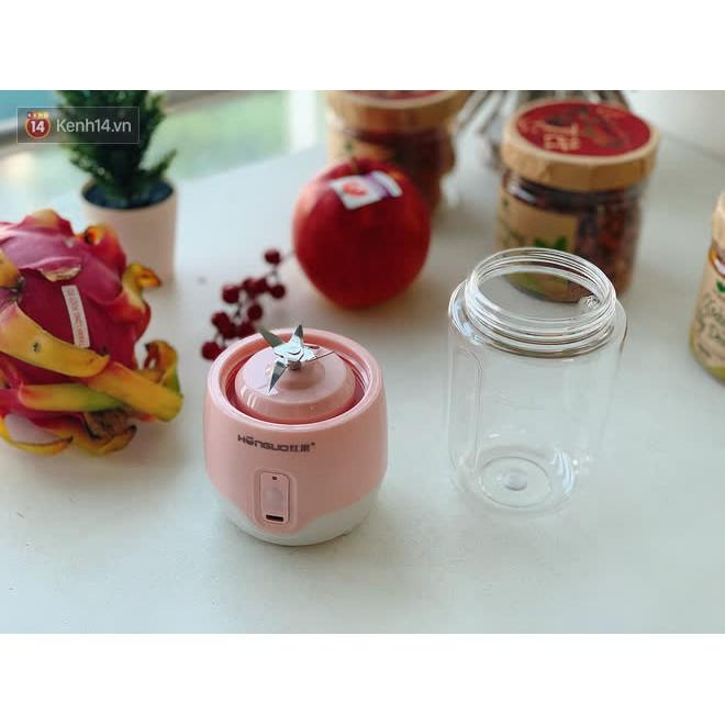 Máy xay sinh tố cầm tay mini sạc pin 300ml Honguo, máy xay bỏ túi mang đi làm đi du lịch cực tiện lợi