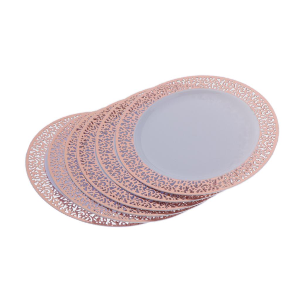 6pcs Plastic Plates Disposable Dinnerware Dinner Wedding Dishes