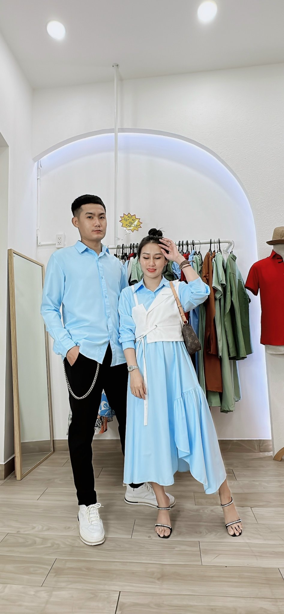 Set đồ đôi nam nữ hình thật giá rẻ Couple Tina - AV014