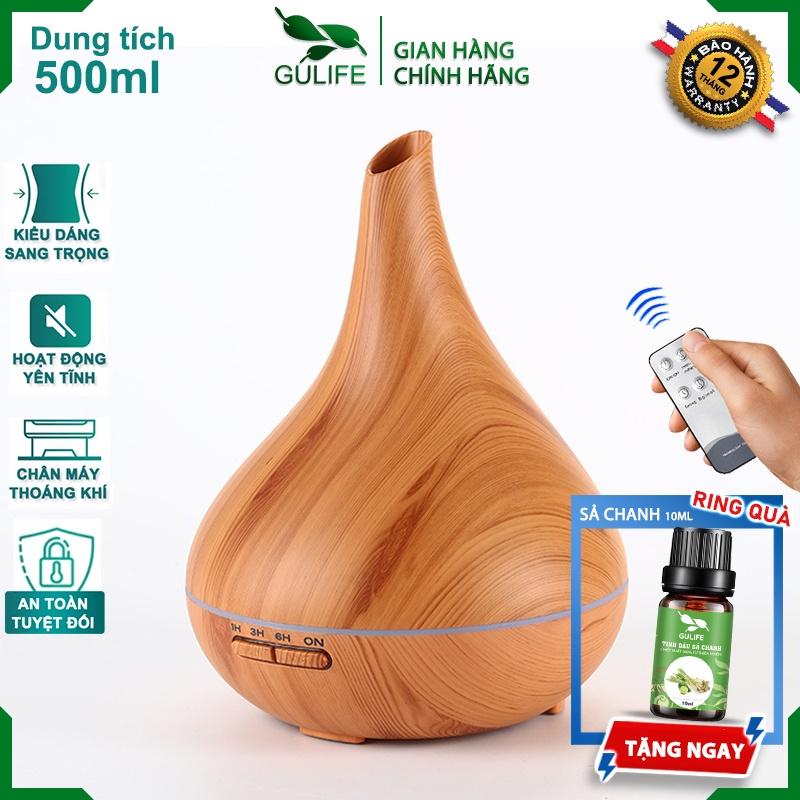 Máy Khuếch Tán Tinh Dầu, Máy Xông Tinh Dầu Quả Bầu Dung Tích 500ml - Tặng Tinh Dầu 10ml - GULIFE MKT-GL86 Bảo Hành 12th