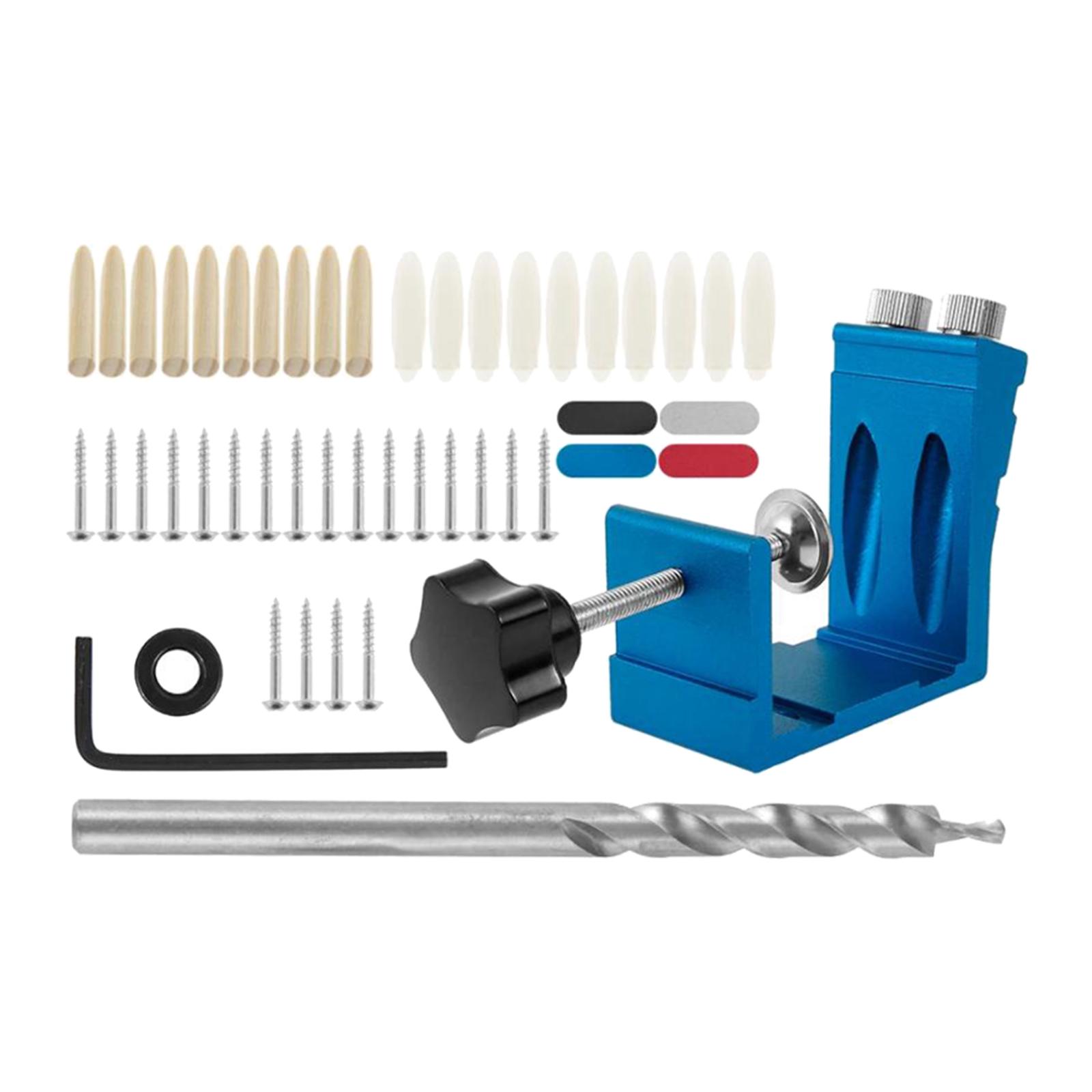 Carpenters 15 Degree Pocket Hole Jig Kit Dowel Oblique Drill Wood Tool Woodworking Locator