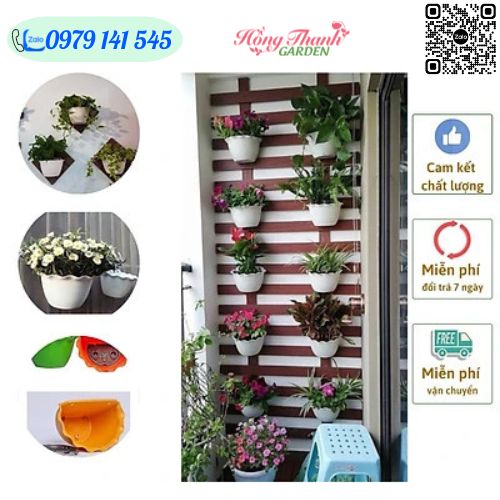 10 chậu nhựa ốp tường loại dày xịn trồng hoa cây cảnh siêu xinh (chọn màu)