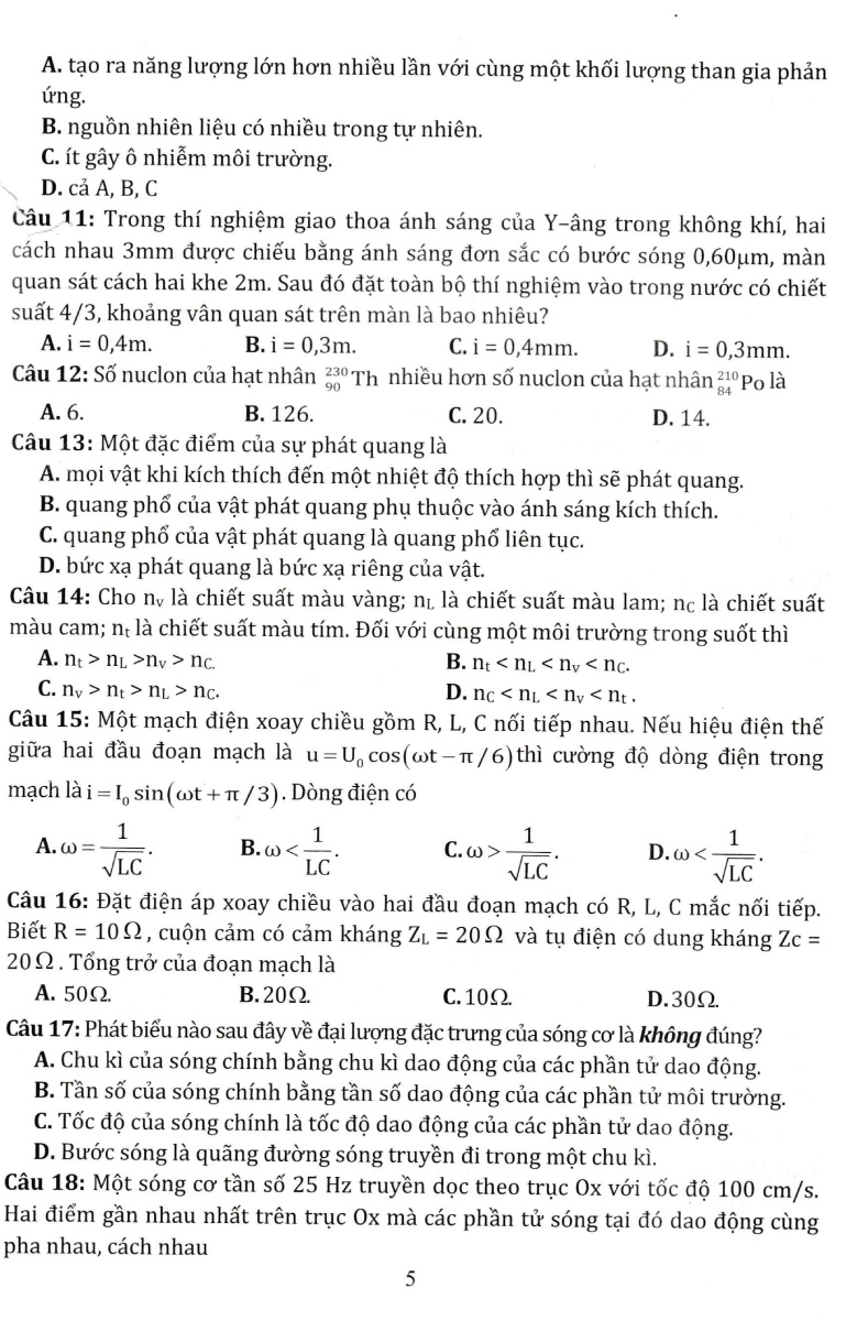 Bộ Đề Tuyển Chọn Ôn Thi Tốt Nghiệp THPT - Bài Thi Khoa Học Tự Nhiên _EDU