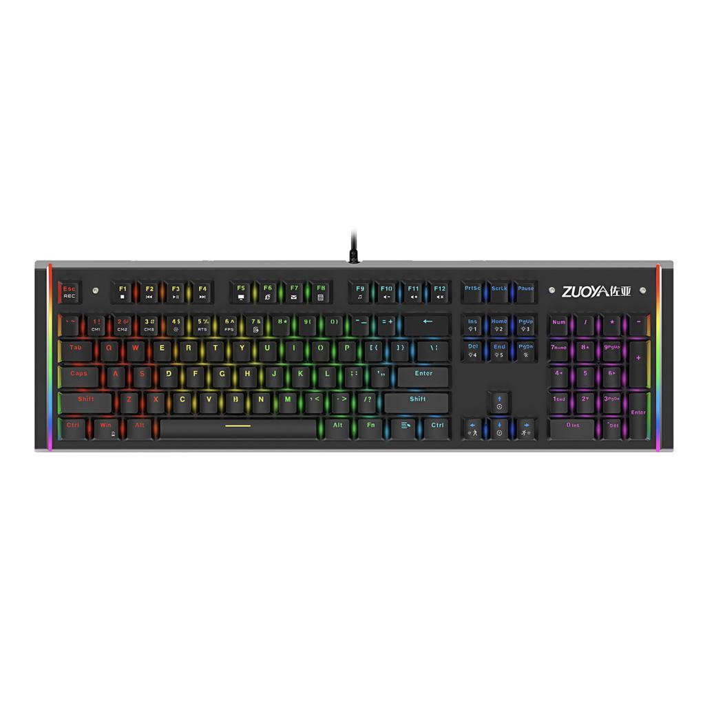 Mechanical Gaming Keyboard 104 Keys RGB Backlit Metal Surface Plate Anti-Ghosting