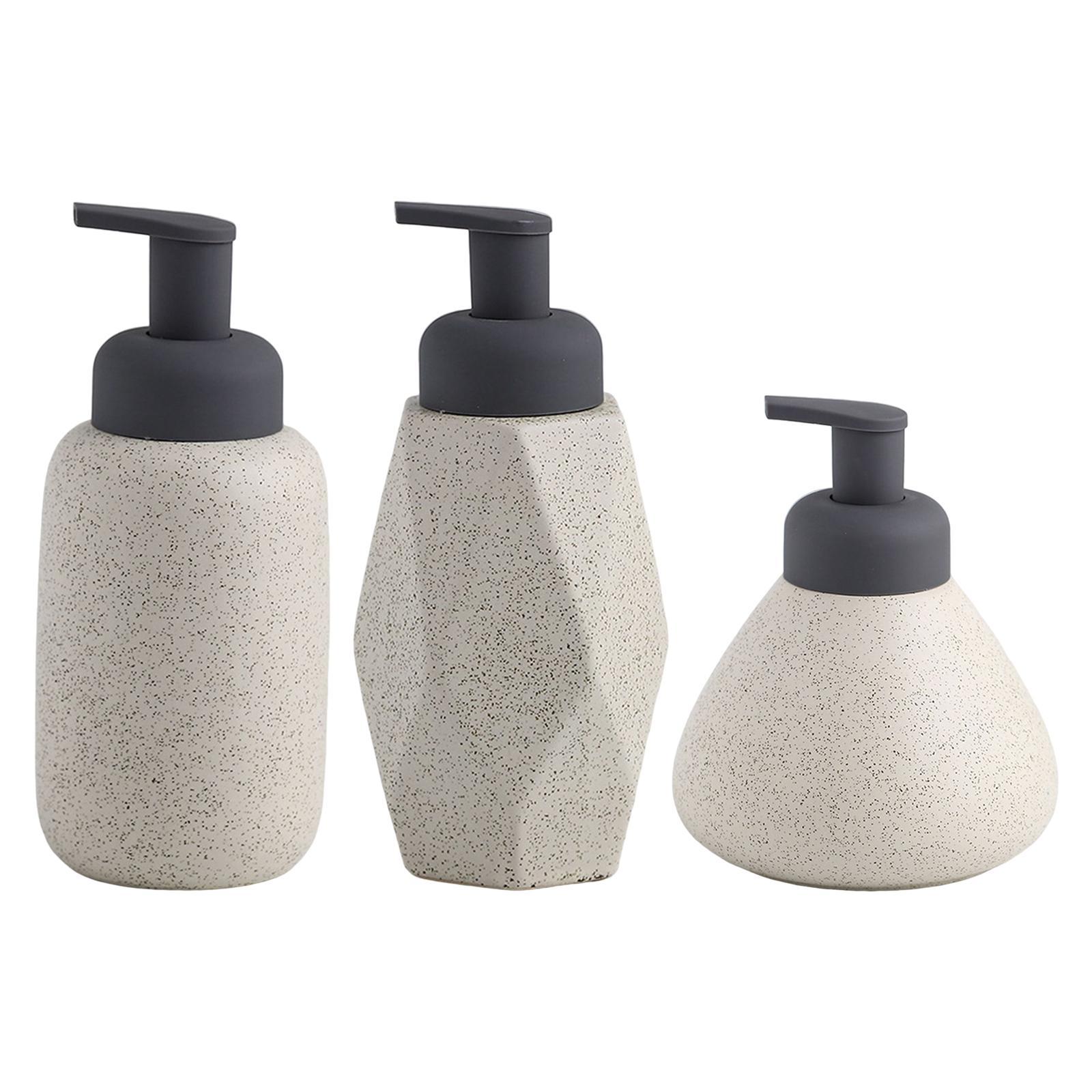 3x Refillable Soap Dispenser Ceramic for Countertop Shower