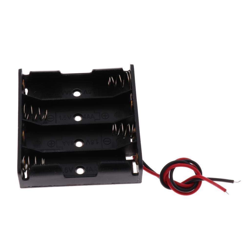 10x Plastic Battery Holder Box Storage Case Set with Wire for AA Battery