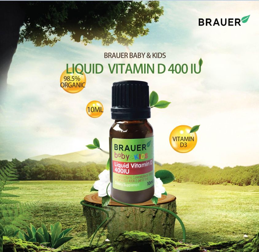 Vitamin D3 cho trẻ sơ sinh, trẻ nhỏ và người lớn Brauer Úc giúp trẻ phát triển chiều cao, phòng loãng xương, ngủ ngon, tăng sức đề kháng-OZ Slim Store