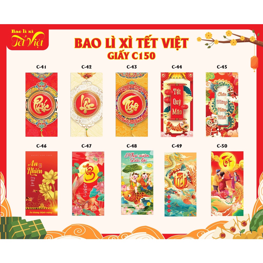 30 BAO LÌ XÌ TRUYỀN THỐNG ĐẸP NHIỀU MẪU - BAO LÌ XÌ GIÁ SỈ MẪU MỚI