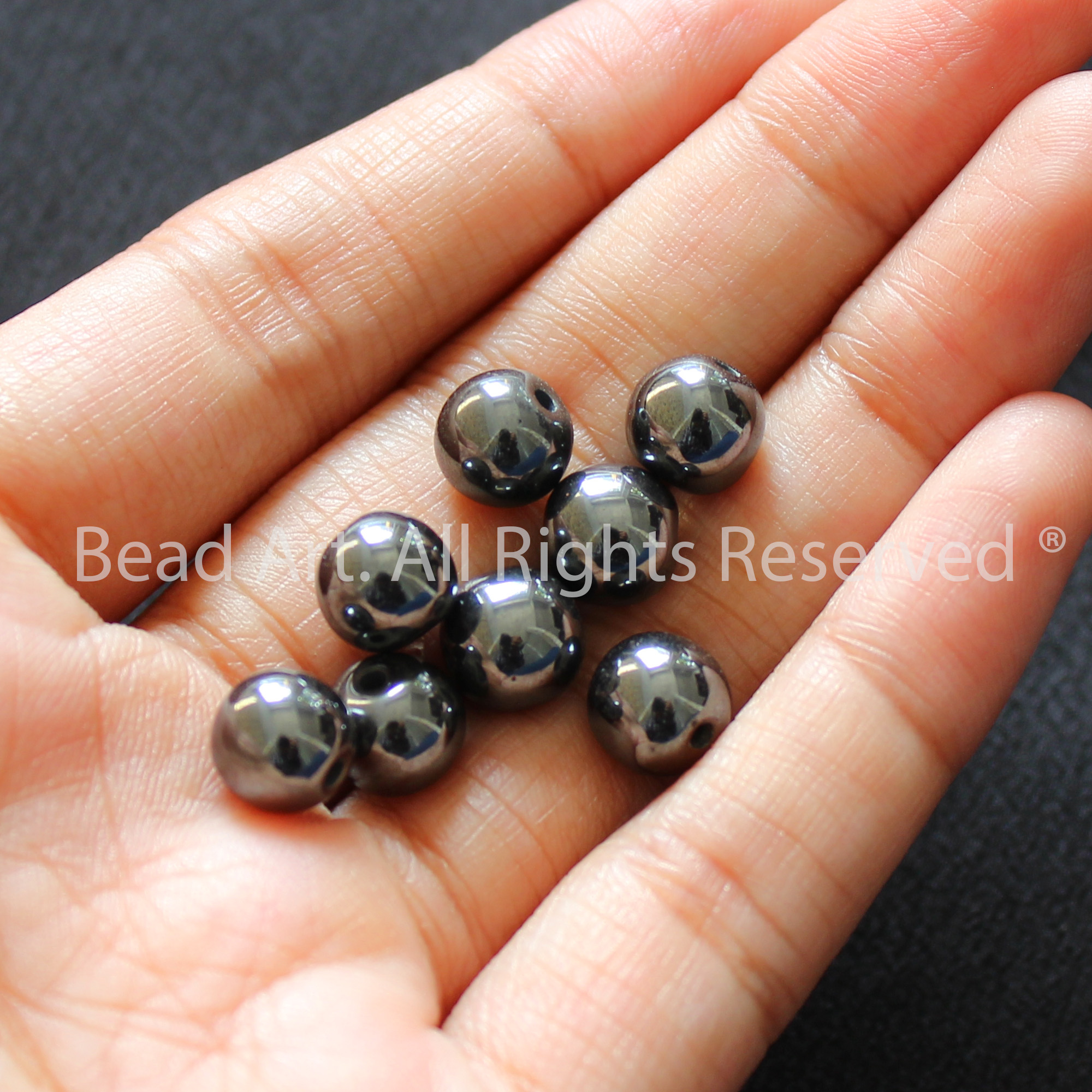 Đá Hematite Đen Tự Nhiên 8MM, Mệnh Thủy, Mộc, Phối Vòng Tay Phong Thuỷ, Chuỗi Hạt - Bead Art