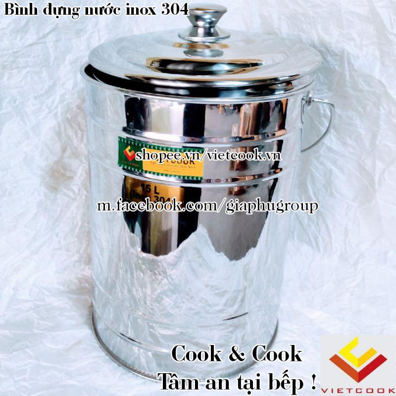 Bình sữa inox 304, bình inox 304 đựng nước canh, nước dùng, nước phở, thực phẩm dung tích 10, 15 lít có nắp
