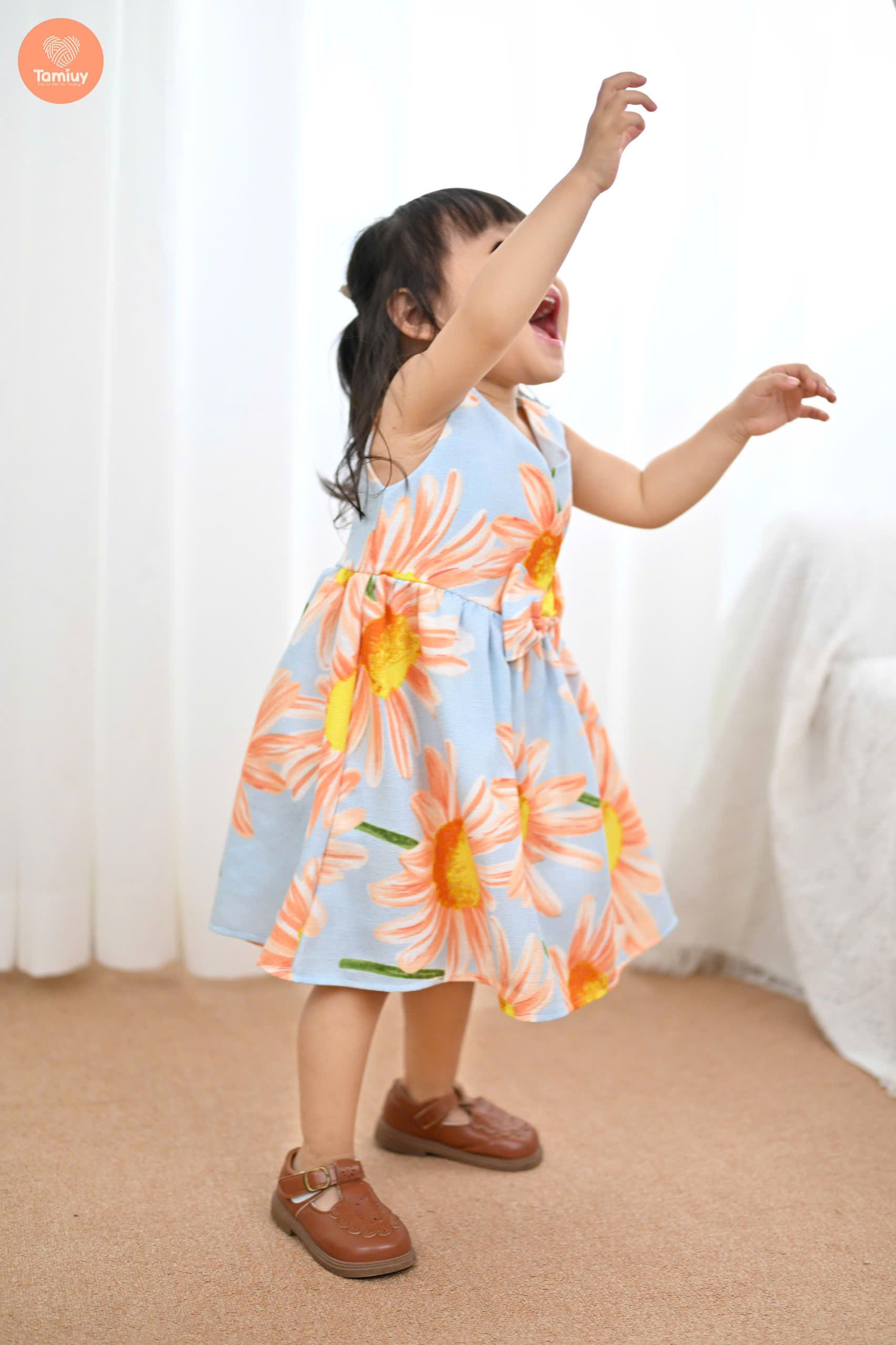Đầm Xòe Công Chúa Tamiuy Hoạ Tiết Hoa Hướng Dương Dành Cho Bé Gái (1-10T)