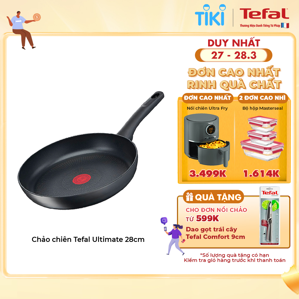 Chảo chiên chống dính đáy từTefal Ultimate 28cm, dùng cho mọi loại bếp - Sản xuất tại Pháp - Hàng chính hãng