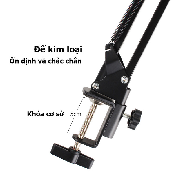 Chân micro kẹp bàn HS39 cho micro thu âm - Hàng chính hãng