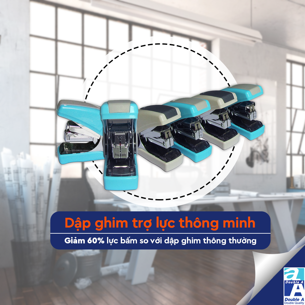 [TẶNG GIẤY NOTE 4 MÀU] Dập ghim trợ lực Double A bấm được 30 tờ tặng kèm 1 hộp ghim (Sử dụng ghim số 10)