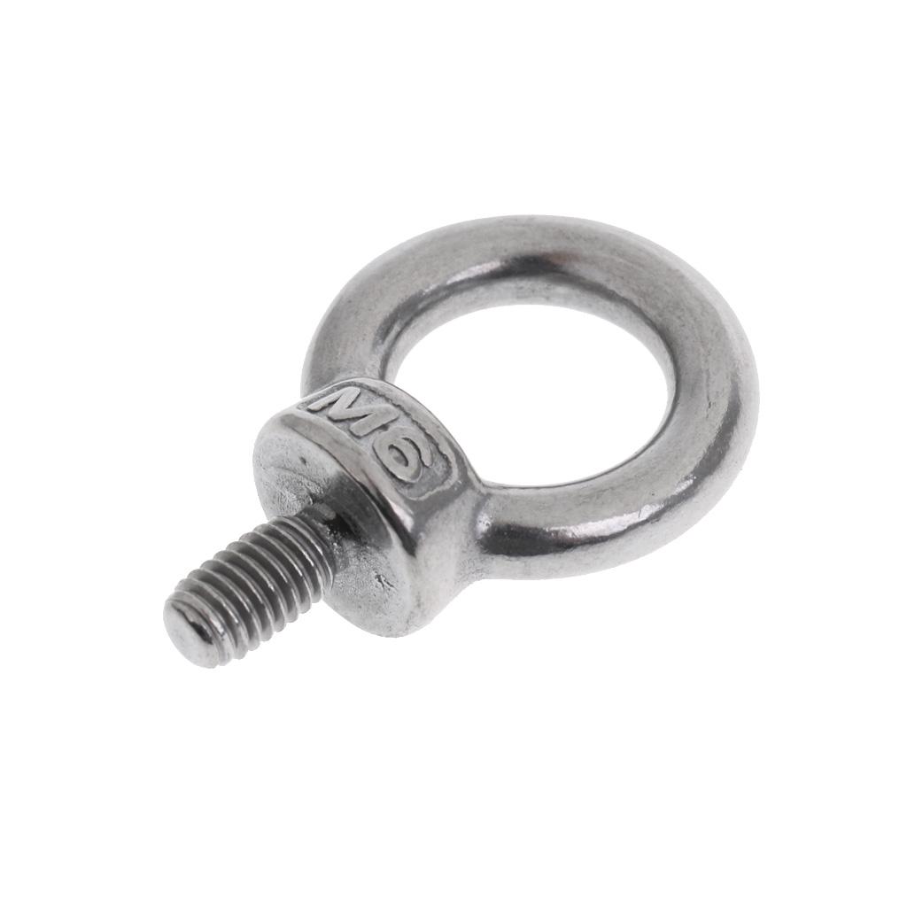 10pcs M6 Marine Grade 304 Stainless Steel Lifting Eye Bolt Ring Screw Bolt