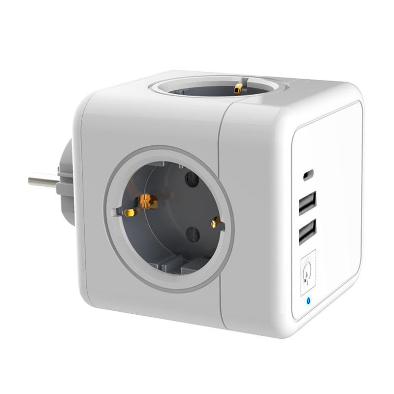 Multi-functional Square Socket Portable Conversion Adapter Power-cube Converter Eu Plug