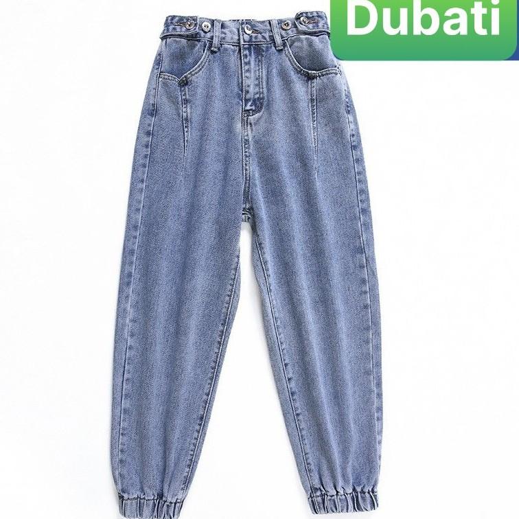 QUẦN BAGGY JEAN NỮ CHẤT BÒ LƯNG THUN XANH TÚM GẤU CO GIÃN CAO CẤP DB-335 DUBATI FASHION