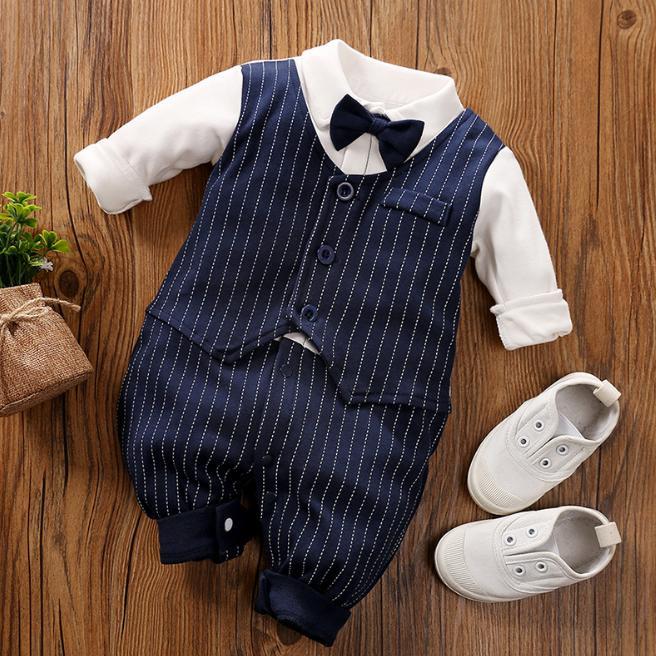 Bộ liền thân vest kẻ cho bé