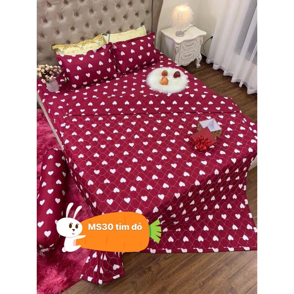 Ga trải giường 1m 1m2 1m4 1m5 1m6 1m8 cotton poly-tim đỏ