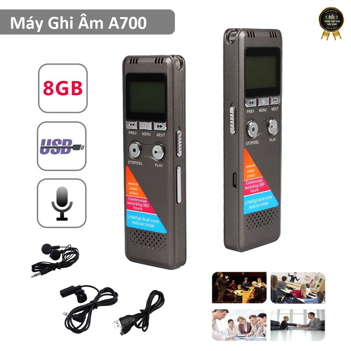 Máy Ghi Âm Chuyên Nghiệp Cao Cấp A700 Bộ Nhớ Trong 8GB AZONE