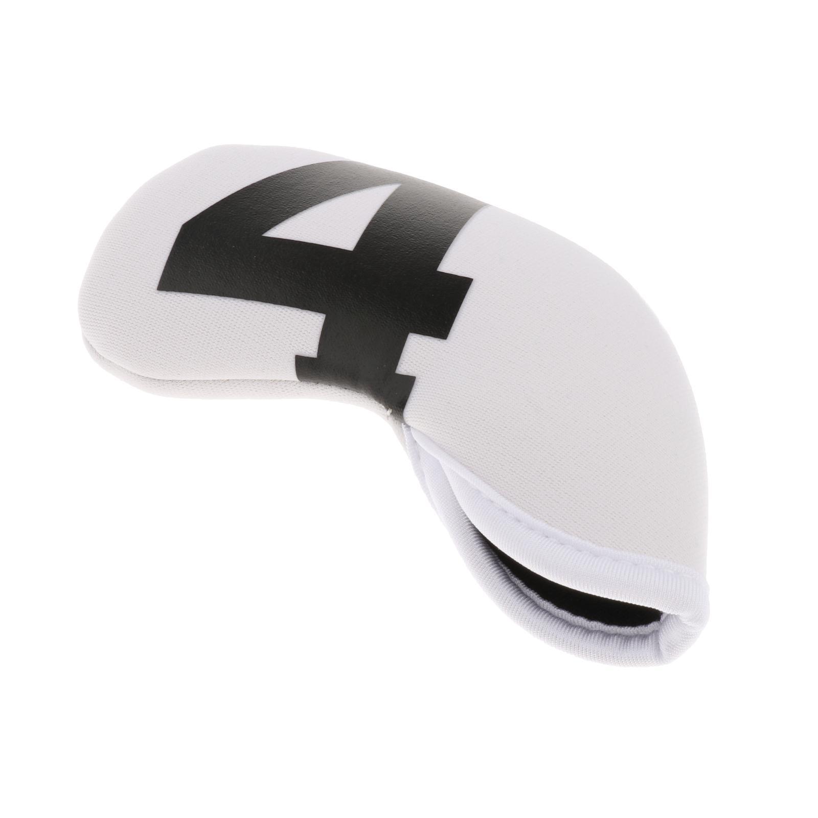 10Pcs Golf Iron Headcover Waterproof Head Cover Golfer Protection 4-9,A~X White