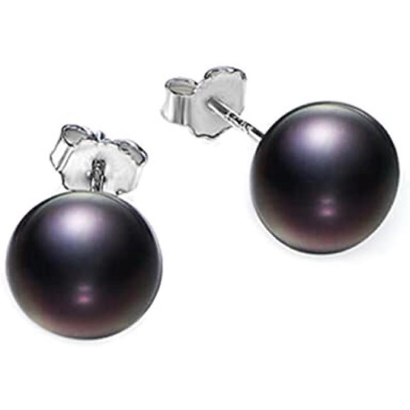 Đôi Bông Tai Hạt Nụ Màu Đen Chốt Bạc 9 Ly Dễ Thương - Trường Thịnh Ngọc Trai