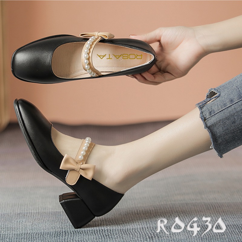Giày nữ quai dán, đính hạt cao cấp ROSATA RO430 - 4p - Đen, Kem - HÀNG VIỆT NAM - BKSTORE