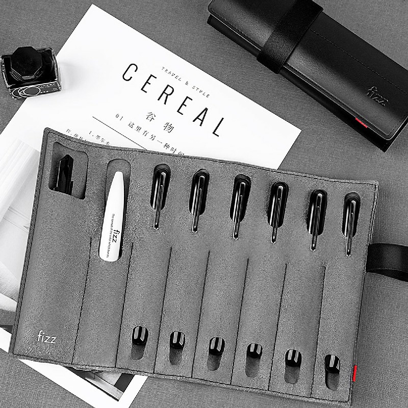 Xiaomi Youpin Fizz Hộp đựng bút chì Dung lượng lớn Túi đựng bút chì Túi tổ chức Túi đựng bút bằng da sợi với 8 cây bút