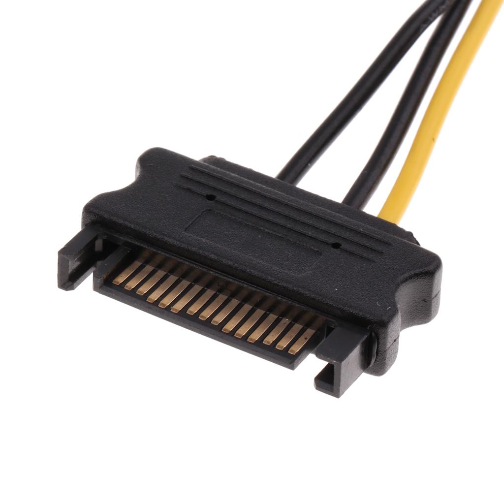 20cm PCI-E Dual SATA 15PIN to 8P Power Cables for Graphics Video Card of Computer