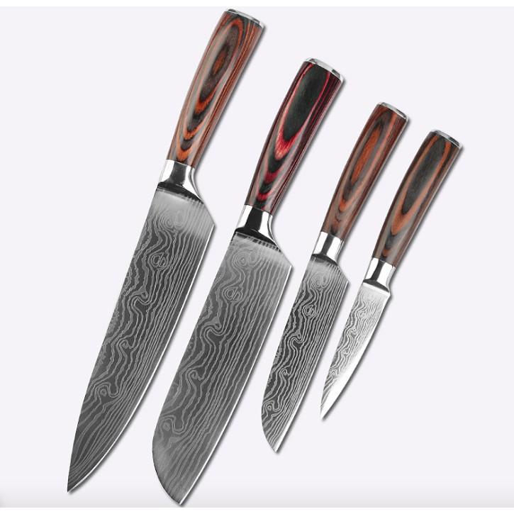 Bộ 4 dao Damascus - dụng cụ không thể thiếu cho đầu bếp chuyên nghiệp