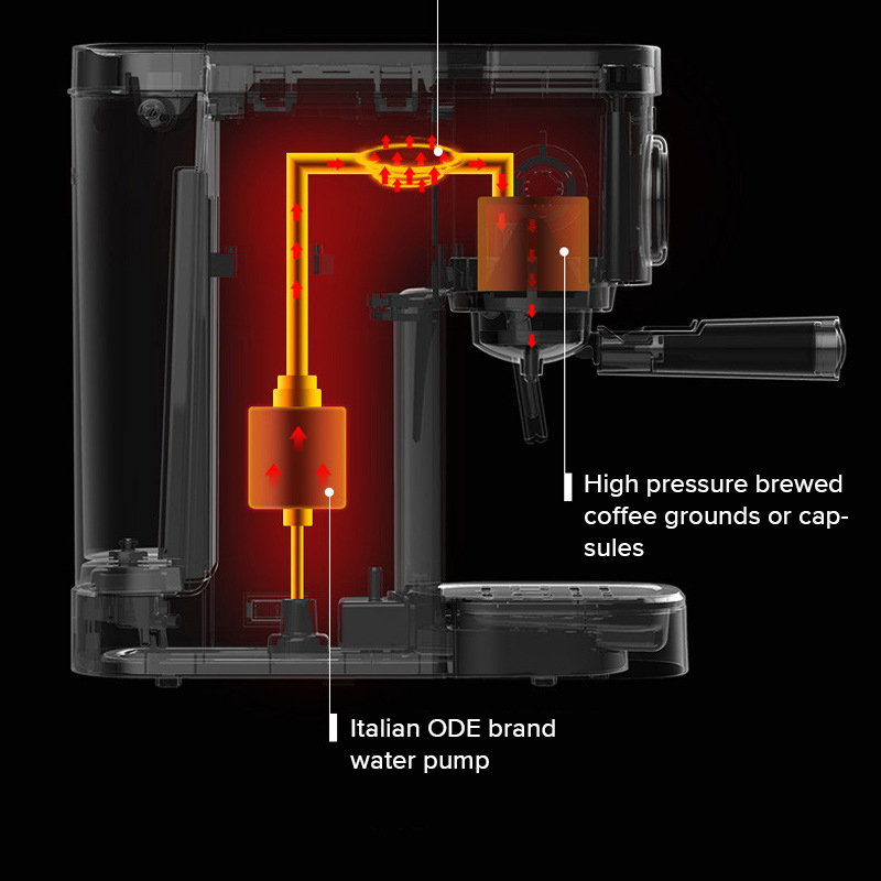 Máy pha cà phê epresso Konka KCF-CS3 tích hợp đánh bọt sữa, pha espresso 20bar mạnh mẽ, 2 trong 1 tiện lợi, tặng kèm temper - Hàng nhập khẩu