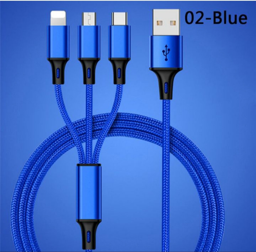 DÂY CÁP SẠC ĐIỆN THOẠI USB 3 ĐẦU SẠC ĐA NĂNG LOẠI TỐT CHUẨN