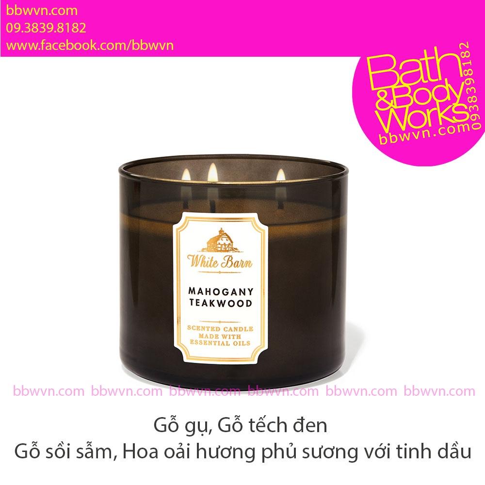 Nến thơm Bath and Body Works Mahogany Teakwood 3 bấc