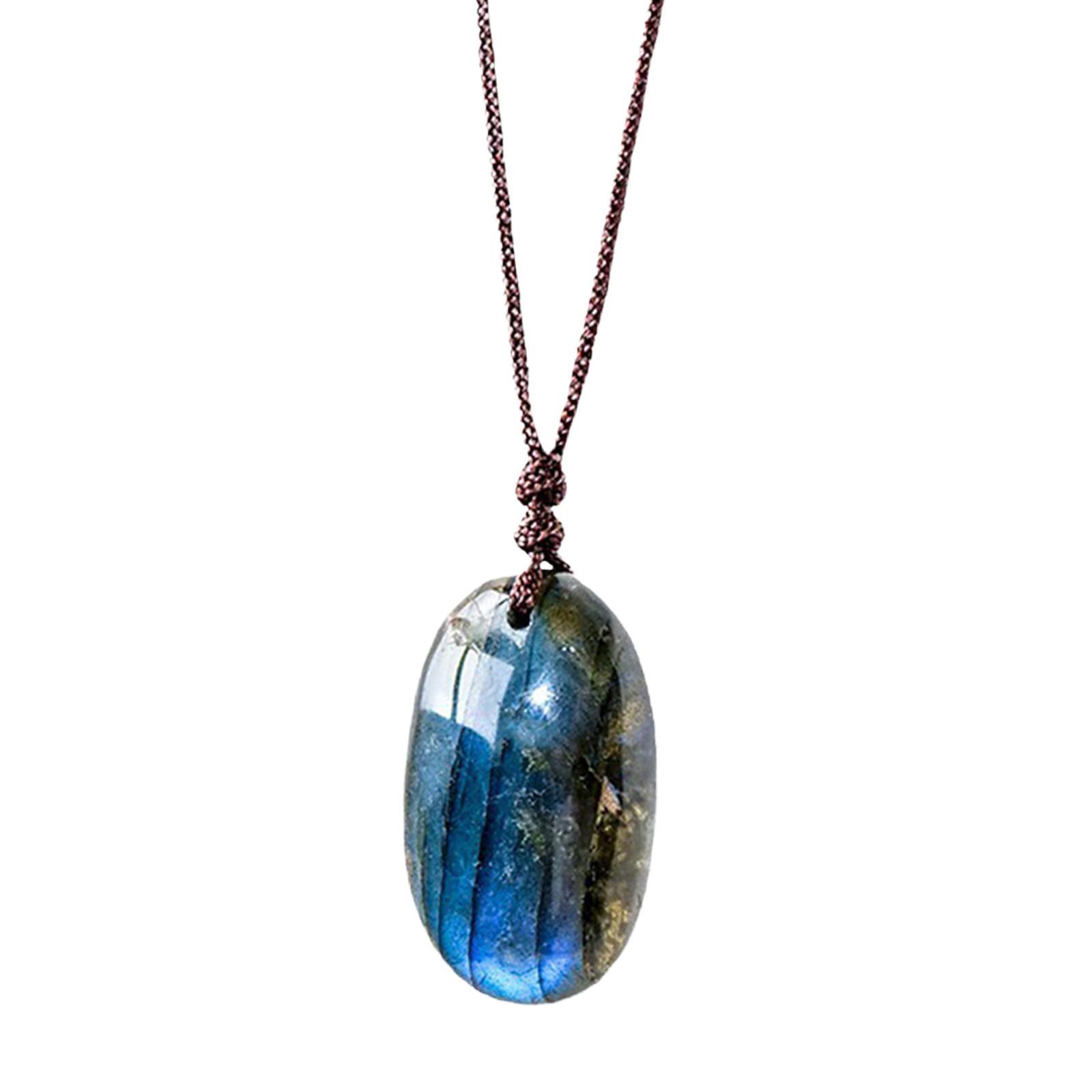 Labradorite Necklace Oval Stone Pendant for Party Mother's Day Birthday Gift