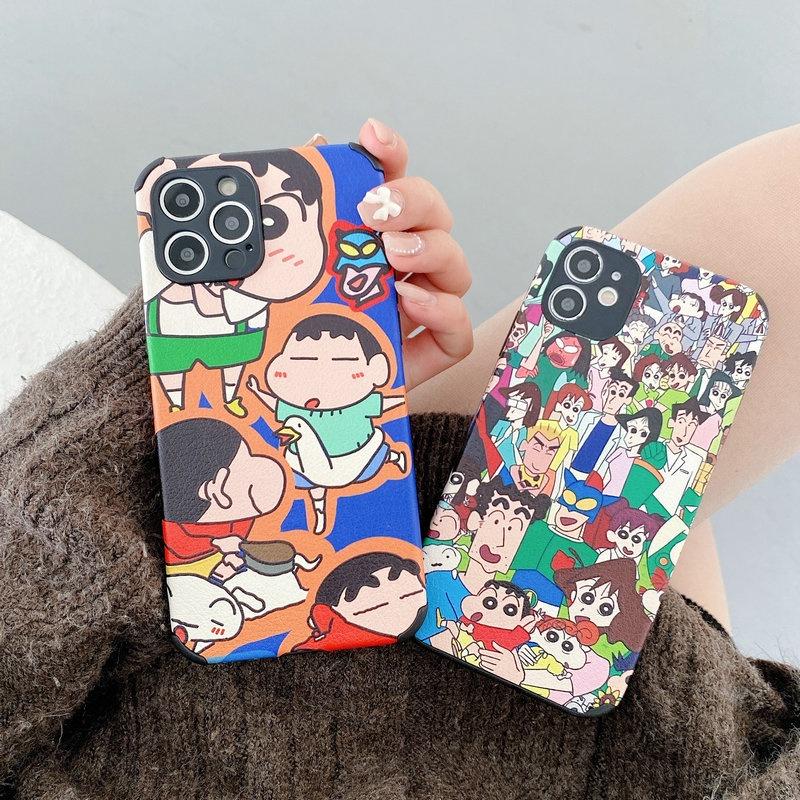 Case Xiaomi Redmi Note 11 11S 10 10S 9S 9 8 Pro 4G 9A 9C Poco M4 X3 GT F3 F2 M3 Pro 5G Soft Straight Edge Phone Case Precise Hole Motif Shinchan and Family