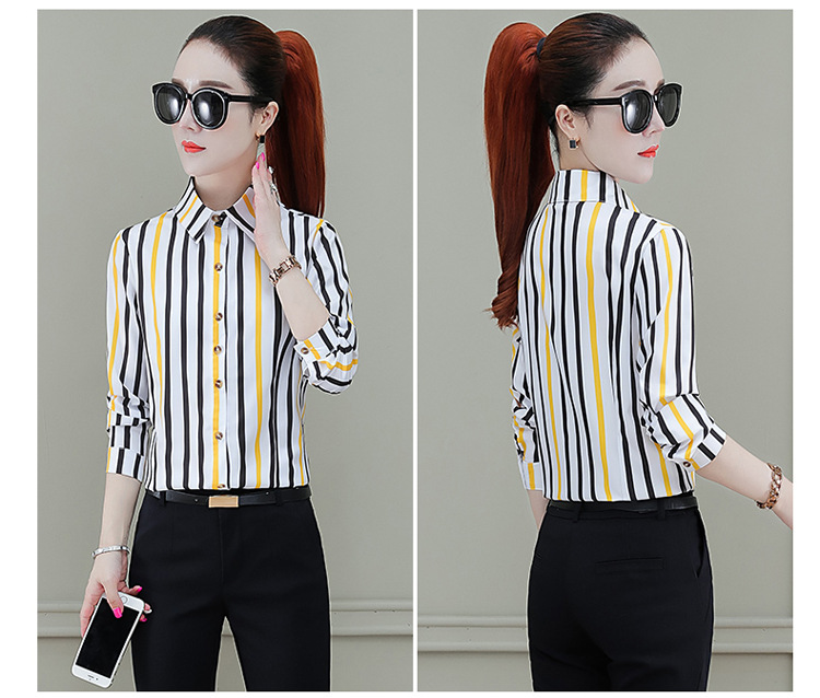 Áo sơ mi công sở họa tiết kẻ sọc xinh, vải kate lụa chống nhăn, form chuẩn đủ size SM43