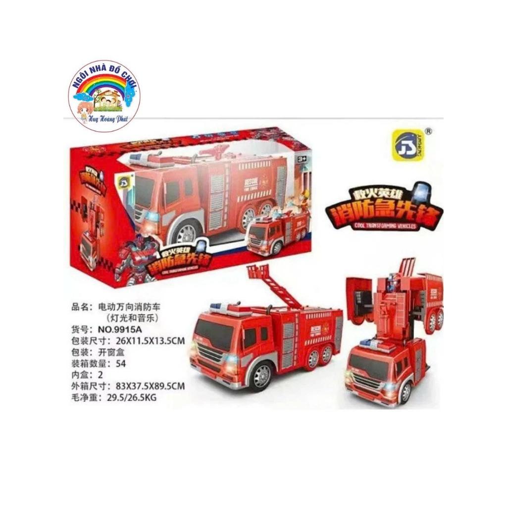 Đồ chơi Xe cứu hỏa biến hình Robot, có đèn và tiếng nhạc của xe cứu hỏa vui nhộn cho bé