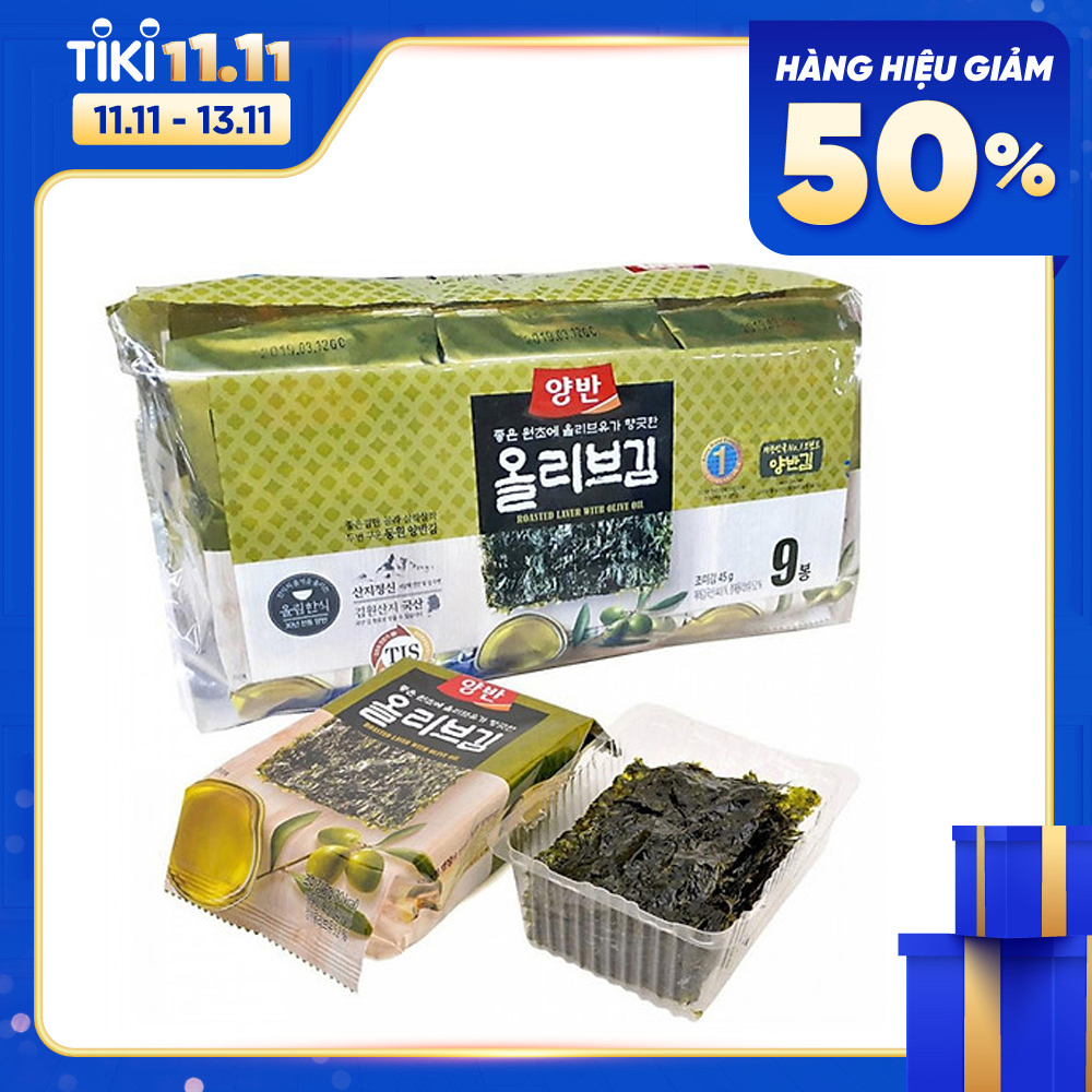 Bịch 9 Gói Lá Kim Ăn Liền Dongwon Vị Dầu Oliu ( 5 Gram/Gói)